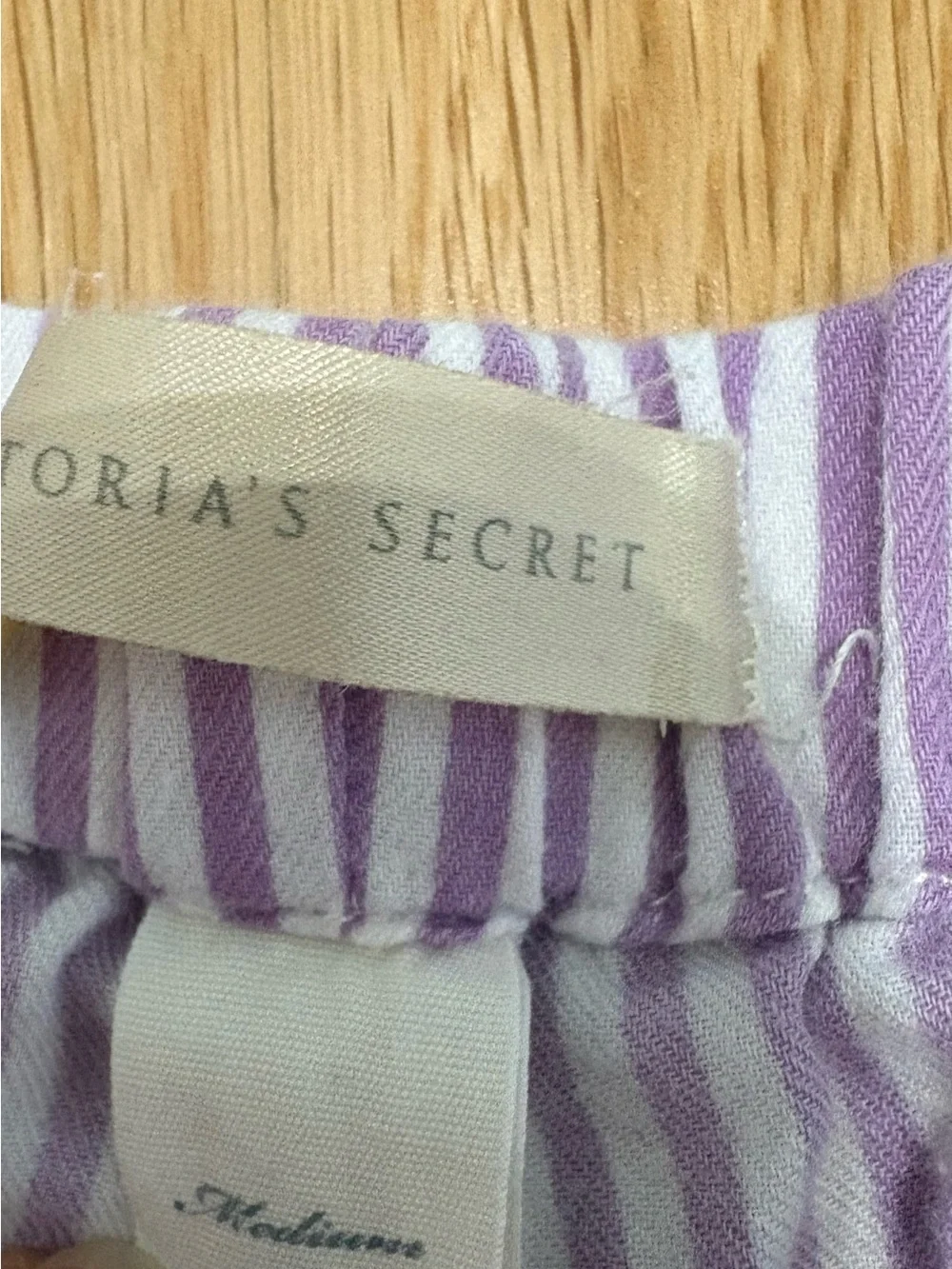 Victoria's Secret Cotton Striped Lace Pajama Shorts 2010s Vintage-Inspired M